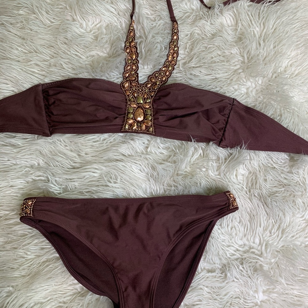Bronze embellished bikini
